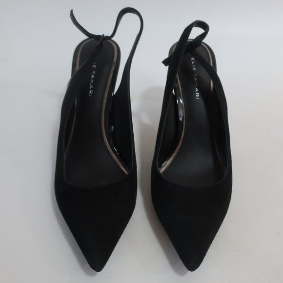 Womens Elie Tahari Black Suede Pointy Slingback Heels Pumps 38.5 US/8.5 - Picture 4 of 11